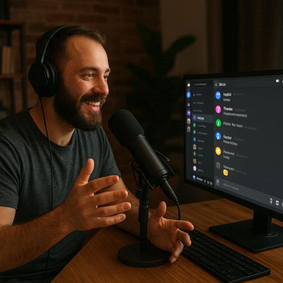 Podcast host engaging with listeners on Discord